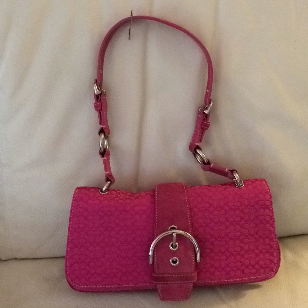Coach suede and leather clutch